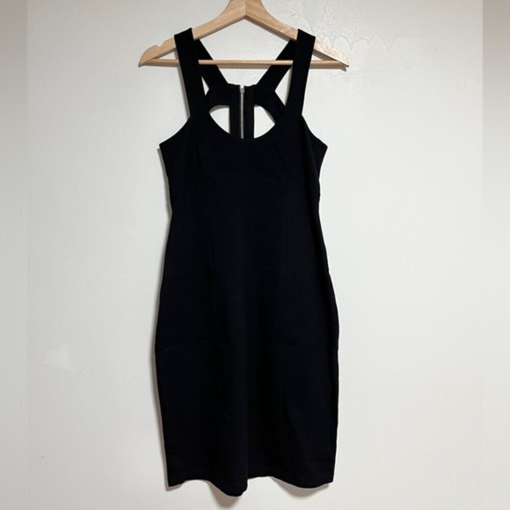 Club Monaco Black Structured Cutout Back Bodycon Dress - Size M